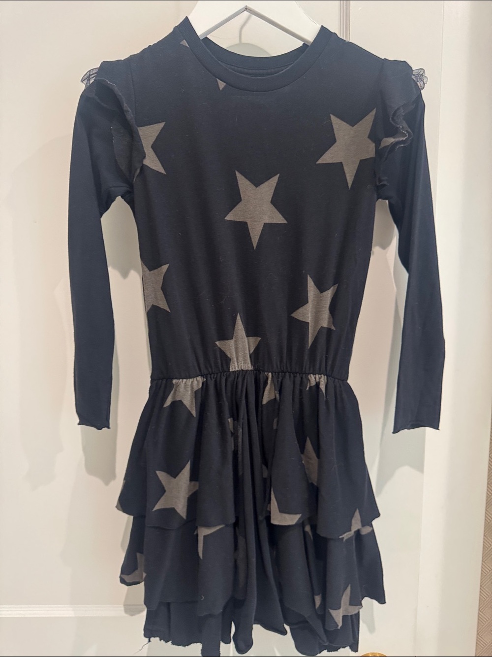 nununu Girls Star Multi Layered Black Dress size 6-7 - Picture 3 of 12